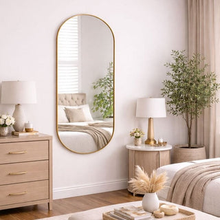 Emi - Full Length Gold Metal Runway Oval Mirror - 150cm x 60cm - Hstrends