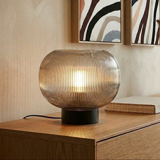 Enola Large Ribbed Smoked Glass Table Lamp - Hstrends