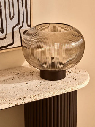 Enola Large Ribbed Smoked Glass Table Lamp - Hstrends