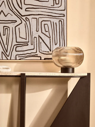 Enola Large Ribbed Smoked Glass Table Lamp - Hstrends