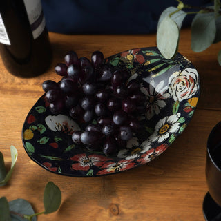 Twilight Bloom Glass Large Oval Bowl In Gift Box