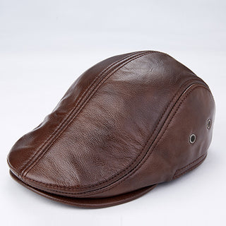 Genuine Leather Beret Hat for Autumn and Winter