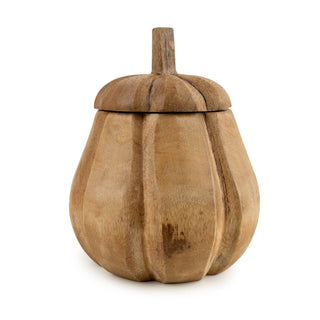 Mango wood Storage Jar - Pumpkin