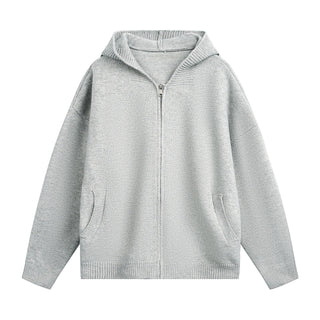 Faux Deer Velvet Retro Knit Hoodie - Hstrends
