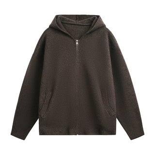 Faux Deer Velvet Retro Knit Hoodie - Hstrends