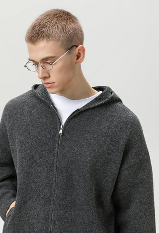 Faux Deer Velvet Retro Knit Hoodie - Hstrends