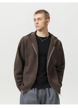 Faux Deer Velvet Retro Knit Hoodie - Hstrends