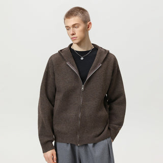 Faux Deer Velvet Retro Knit Hoodie