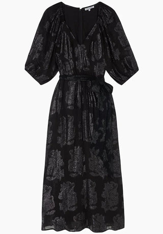 Lily and Lionel Exclusive Katherine Dress Black Floral Lurex 70's look - Premium Party Wear from Lily and Lionel - Just £250! Shop now at hstrends