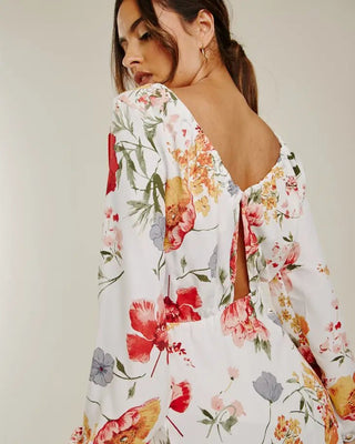Floral Chiffon Maxi Dress White - Hstrends