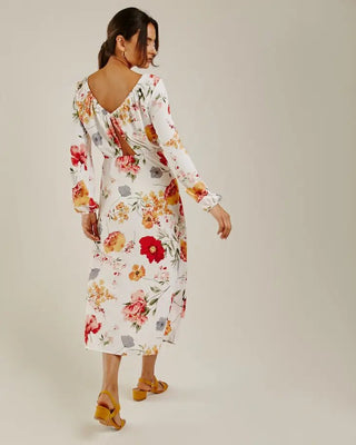 Floral Chiffon Maxi Dress White - Hstrends