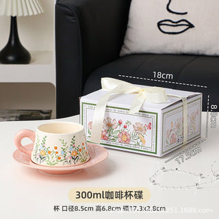 Floral Coffee Cup And Saucer Suit Mug in a Gift Box - Hstrends