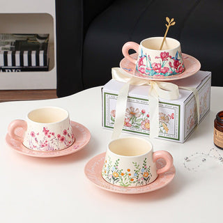 Floral Coffee Cup And Saucer Suit Mug in a Gift Box - Hstrends