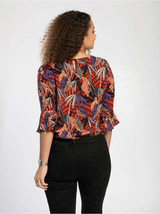 Fluted Sleeve Blouse in Vibrant Leaf - Hstrends