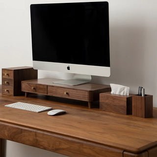 Elegant walnut Wooden Desk Organizer