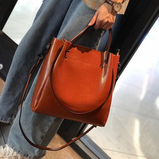 Genuine Leather Commuter Oil Wax Cowhide Large Capacity Satchel Crossbody Shoulder Tote Bag - Hstrends