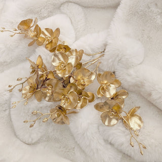 Gold Faux Orchid Single Stem Floral - Hstrends