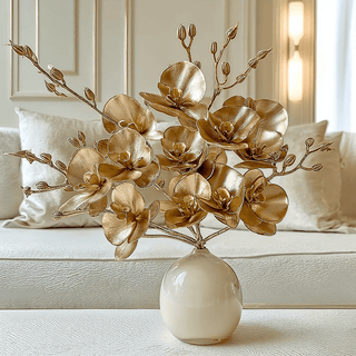 Gold Faux Orchid Single Stem Floral - Hstrends