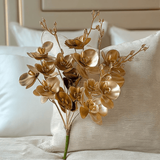 Gold Faux Orchid Single Stem Floral - Hstrends
