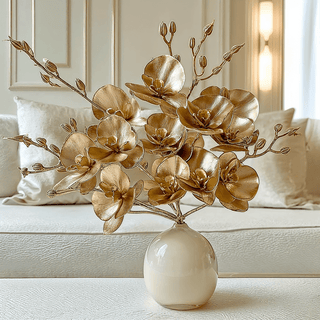 Gold Faux Orchid Single Stem Floral