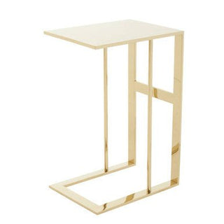 Gold Metal C Shaped Side Table with Sparkling Top, Oria - Hstrends