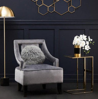 Gold Metal C Shaped Side Table with Sparkling Top, Oria - Hstrends