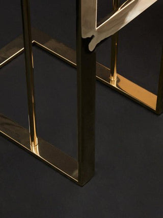 Gold Metal C Shaped Side Table with Sparkling Top, Oria - Hstrends