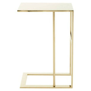 Gold Metal C Shaped Side Table with Sparkling Top, Oria - Hstrends