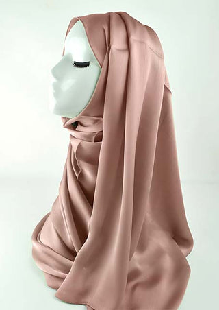 Grain satin hijab with reversible chiffon inner lining: Latte - Hstrends