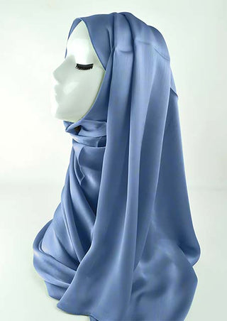 Grain satin hijab with reversible chiffon inner lining: Maya Blue - Hstrends