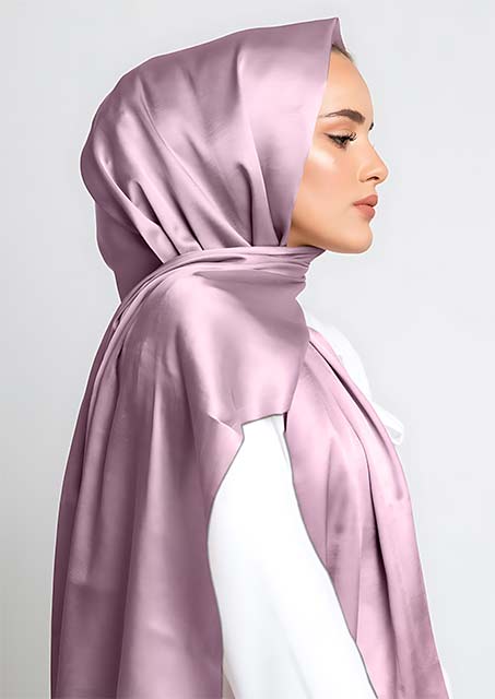 Grainy structure on satin hijab: Dusty Pink – Hstrends