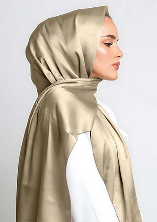 Grainy structure on satin hijab: Light Gold - Hstrends