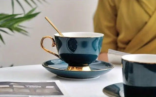 Green Ceramic Coffee Cup and Saucer Set for Tea - Hstrends