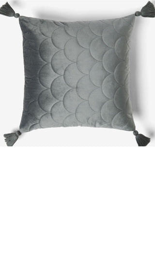 Grey Scallop Quilted Velvet Cushion Cover - Hstrends