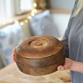 Hand Carved Mango Wood Bowl with Lid | Handmade | Sustainable Wooden Storage Bowls - Hstrends