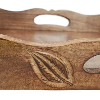 Hand Carved Wooden Tea Tray - Mango Wood Serving Tray - Hstrends