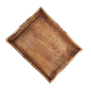 Hand Carved Wooden Tea Tray - Mango Wood Serving Tray - Hstrends