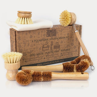 Hand crafted Bamboo Dish Brush Set | Eco - Friendly Washing Up Brushes - Hstrends
