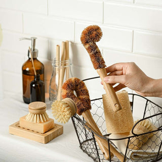 Hand crafted Bamboo Dish Brush Set | Eco - Friendly Washing Up Brushes - Hstrends