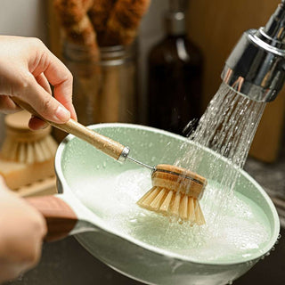 Hand crafted Bamboo Dish Brush Set | Eco - Friendly Washing Up Brushes - Hstrends