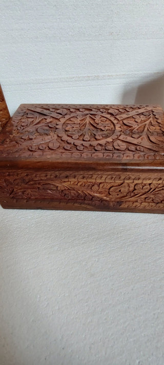 Hand crafted Indian rosewood with carving jewellery storage box with privacy lock - Hstrends
