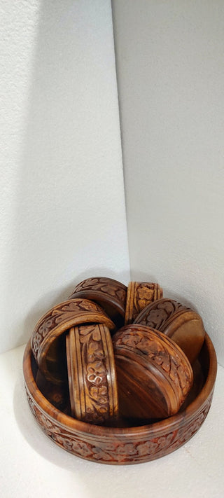 Hand crafted sasswood 6 bowels set dessert tray - Hstrends