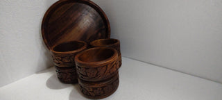 Hand crafted sasswood 6 bowels set dessert tray - Hstrends