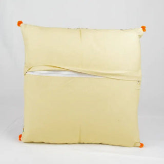 Handloom Bohemian Cotton Cushion Cover 16'' - Beige/Blue - Hstrends