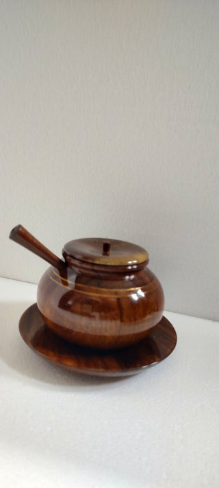 handmade Indian Rosewood sugar pot - Hstrends