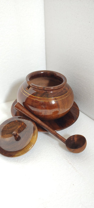 handmade Indian Rosewood sugar pot - Hstrends