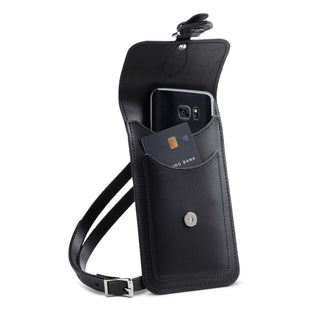 Handmade Leather Mobile Phone Pouch Plus - Black - Hstrends