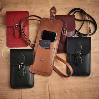 Handmade Leather Mobile Phone Pouch Plus - Black - Hstrends