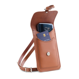 Handmade Leather Mobile Phone Pouch Plus - Chestnut - Hstrends