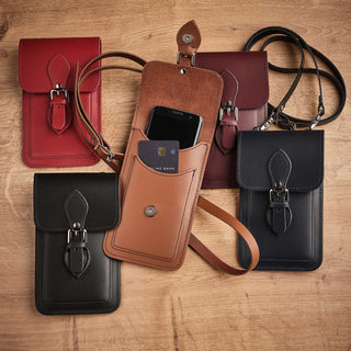 Handmade Leather Mobile Phone Pouch Plus - Marsala Red - Hstrends